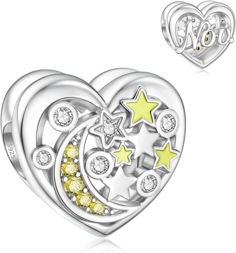 DALARAN Birthstone Charms for Charms Bracelet 925 Sterling Silver Heart Bead Happy Birthday Charms for Women - Image 1